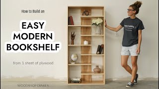 EASY DIY Modern Bookshelf  Made from 1 Sheet of Plywood [upl. by Atat]