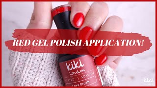 How To Infill Builder Gel With Kiki London Easy Build Up amp How to apply Red Gel Polish [upl. by Amis]