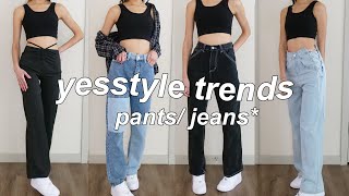 YesStyle jeans pants try on haul 2021  trendy  affordable Jeans amp pants review  worth it [upl. by Prichard]