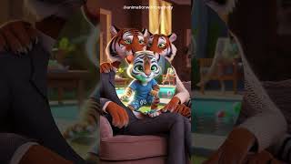 The Big Family Fright cartoon tigerfamilylife life recovery ai cute shortsvideo shorts [upl. by Zurek]