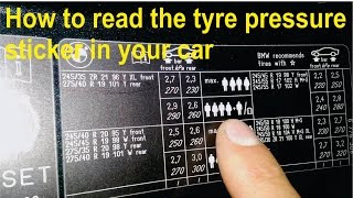 How to read the tyre pressure sticker in your car [upl. by Aveer409]