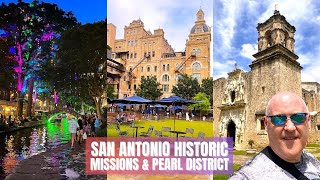 TEXAS San Antonio Missions amp Pearl District Riverwalk night parade converted brewery hotel 24 [upl. by Nosrac]