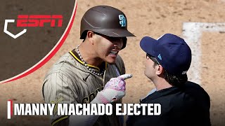 Manny Machado EJECTED along with Padres manager Mike Shildt after heated moment with ump  ESPN MLB [upl. by Giarla725]