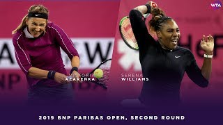 Victoria Azarenka vs Serena Williams  2019 BNP Paribas Open Second Round  WTA Highlights [upl. by Ylloj]