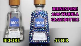 DIY GLAM BOTTLE RHINESTONE BLING 1800 TEQUILA SILVER quotSHORTY BOTTLEquot GIFT IDEAS [upl. by Mcmillan]