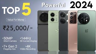 Top 5 Mobile Phones Under 25000  January 2024   5G  7 Gen 2 Soc 144Hz 3D Display 4K [upl. by Oeniri]