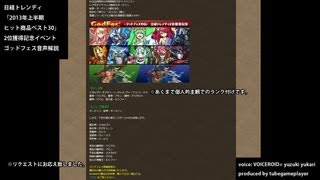 パズドラ『日経トレンディ 「2013年上半期ヒット商品ベスト30」2位獲得記念イベント ゴッドフェス』音声解説【おすすめ神悪魔ランキング】 [upl. by Ahsatniuq]