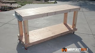 DIY BUDGET FRIENDLY WORKBENCH FREE DOWNLOADABLE PLANS [upl. by Ferd]