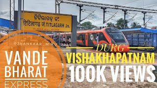 20829 DURGVSKP VANDEBHARAT EXPRESS ARRIVED at TITILAGARH JN DURING ITS 1ST TRAIL RUN To VSKP [upl. by Yehudi118]