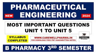 Pharmaceutical Engineering 3rd Semester Important Questions  B Pharmacy 3rd Semester  C Pharma [upl. by Atirehc836]