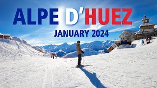 4K Alpe dHuez France Family Ski holiday Jan 2024 [upl. by Rimat]