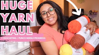 Huge CrochetYarn Haul  Yarn Organization Punch Needle Crocheting a Blanket [upl. by Ramoj]