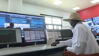 Museveni enters the control room of 600MW Karuma hydro power dam launches project in Kiryandongo [upl. by Nibas522]