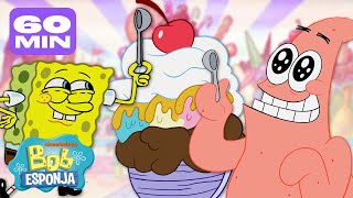 Bob Esponja Comiendo HELADO por 60 Minutos 🍦  Bob Esponja en Español [upl. by Adnalahs]