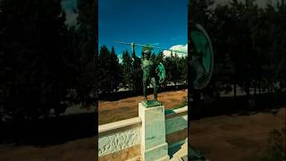 The Statue of Leonidas in Thermopyles Greece fpvdrone drone 300 spartan [upl. by Owades]