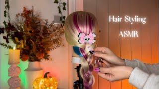 ASMR Whispered Hair Perfecting amp Styling with Brushing Plaiting Decorations amp Accessories [upl. by Acinorev]