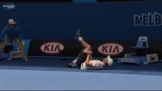 Andy Roddick slams the linesman for tackling him [upl. by Ylas]