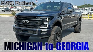 Kalamazoo MICHIGAN to GEORGIA Ford F350 Platinum 35quot LIFTED Antimatter Blue Super Duty CUSTOM [upl. by Ilojna]