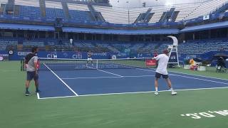 Kei Nishikori Practicing against Andrey Rublev  Citi Open 2018 [upl. by Selmner]