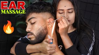 Ear Wax Removing With Fire  Ear Cleaning ASMR  Head Massage amp Neck Cracking  ASMR Sleep Sound [upl. by Tirma]