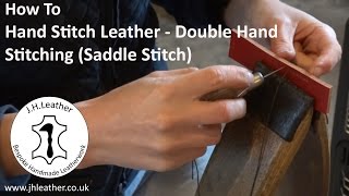 Hand Stitching Leather  Double Hand Stitching Saddle Stitch [upl. by Mcguire]