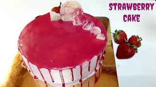 Strawberry Cake Without Oven  Homemade Strawberry Cake  Easy Strawberry Cake  Cooker Cake [upl. by Dennet]