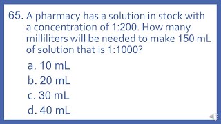 PTCB PTCE Practice Test Question 65  Ratio Strength Concentration Math Calculation CPhT Test Prep [upl. by Onitnelav]