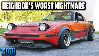 FIRE BREATHING Mazda RX7 is Your Neighbors Worst Nightmare Big Turbo 13B POWER [upl. by Aynotal]