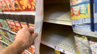 “empty shelves” in the GROCERY STORE covered with tarps probably construction [upl. by Yrod]