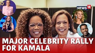 Kamala Vs Trump Oprah Winfrey JLo Chris Rocks amp other Hollywood A listers Support Harris  N18G [upl. by Ashman]