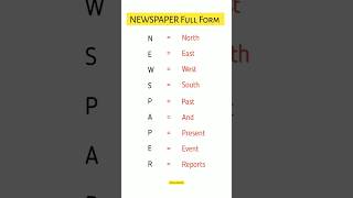 NEWSPAPER Full Form 😱😯😱😯😱 shorts newspaper fullform shortvideo youtube [upl. by Trimmer]