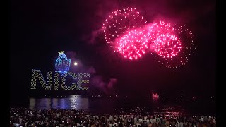 Spectacle de 1500 drones et pyrotechnie pour fêter le Tour de France et les 200 ans de la Prom [upl. by Anh]