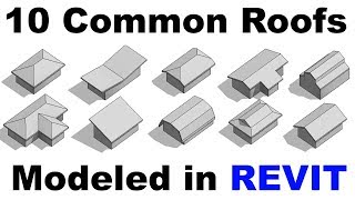 10 Common Roof Shapes Modeld in Revit Tutorial [upl. by Arahset]