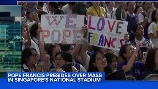 Pope Francis presides over mass in Singapores national stadium [upl. by Aekahs]