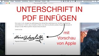 Unterschrift  Signatur in PDF Dokument einfügen mit quotVorschauquot von Apple MacTutorial [upl. by Birkle]