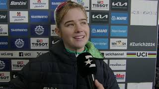 Neve Bradbury  Interview at the finish  World Championships Road Race Zürich 2024 [upl. by Reffinej]