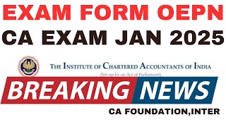 Breaking News  CA Foundation amp Inter Exam Form Window Open Jan 2025 [upl. by Euqnom568]