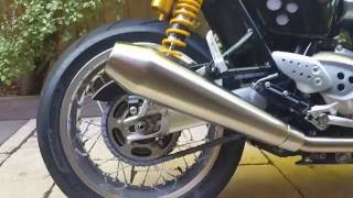 Thruxton R Meerkat cross flow pipe and modded mufflers [upl. by Norreht]