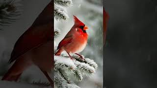 Lively northern cardinal on the iceberg birds wildbirds nature oiseaux bird [upl. by Aniral]