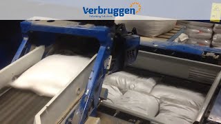 Palletizing  Automatic Palletizer machine by Verbruggen  large size bags with seeds [upl. by Malcom]