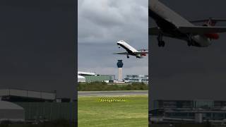 Loganair Embraer 145 takeoff from Manchester 25924 [upl. by Suirauqed]