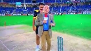 Wahab Riaz funny action with Danny Morrison PSL 2018 [upl. by Regdirb171]