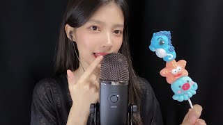 ASMR 스핏 페인팅을 곁들인 꼬치 마시멜로우 이팅사운드  Marshmallow Eating Sounds Spit Painting Mouth Sounds [upl. by Sinnard57]