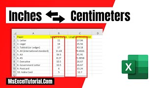 How to Convert Inches to Centimeters and Centimeters to Inches In Excel [upl. by Casavant]