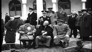 Winston Churchill Franklin Roosevelt and Joseph Stalin with other officers at YaHD Stock Footage [upl. by Tillinger]