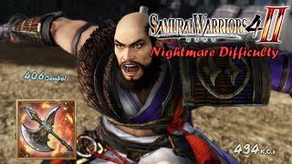 Katsuie Shibata  Rare Weapon Nightmare Difficulty  Samurai Warriors 4II [upl. by Ratib479]