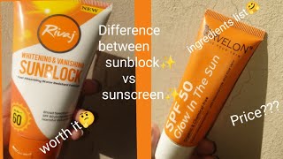 difference between sunblock and sunscreen🌼Arvelon cosmetic sunscreen reviewrivaj sunblock review 💯 [upl. by Odoric911]