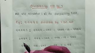 Divisibility rule by 7 [upl. by Ycniuqed817]