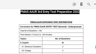 PMAS AAUR Entry test Preparation 2022  Arid Agriculture University Rawalpindi [upl. by Atsylak]