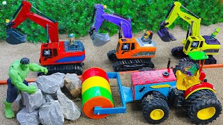 Diy tractor mini Bulldozer to making concrete road  Construction Vehicles Road Roller 118 [upl. by Ranjiv]